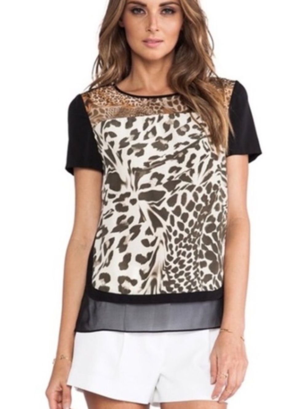 Diane Von Furstenberg Animal Print Becky Silk Top, EUC, size 0